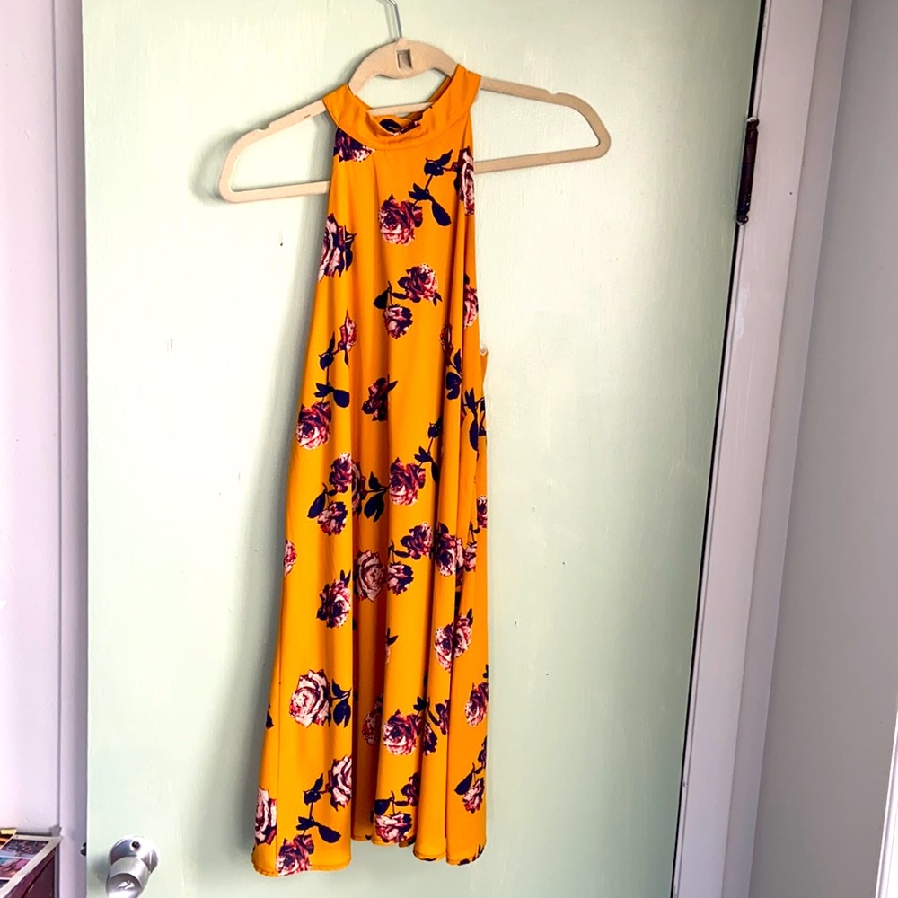 Mustard yellow floral dress